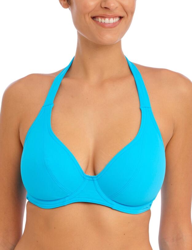 Freya Jewel Cove Underwired Halterneck Bikini Top Plain Turquoise