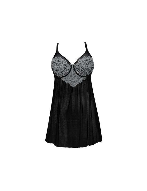 Parfait Lulu Babydoll with G-String Black/Pewter