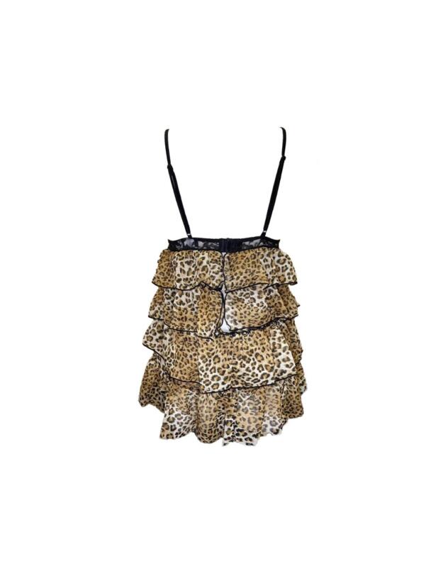 Dreamgirl Plus Size Babydoll and Thong Set Leopard