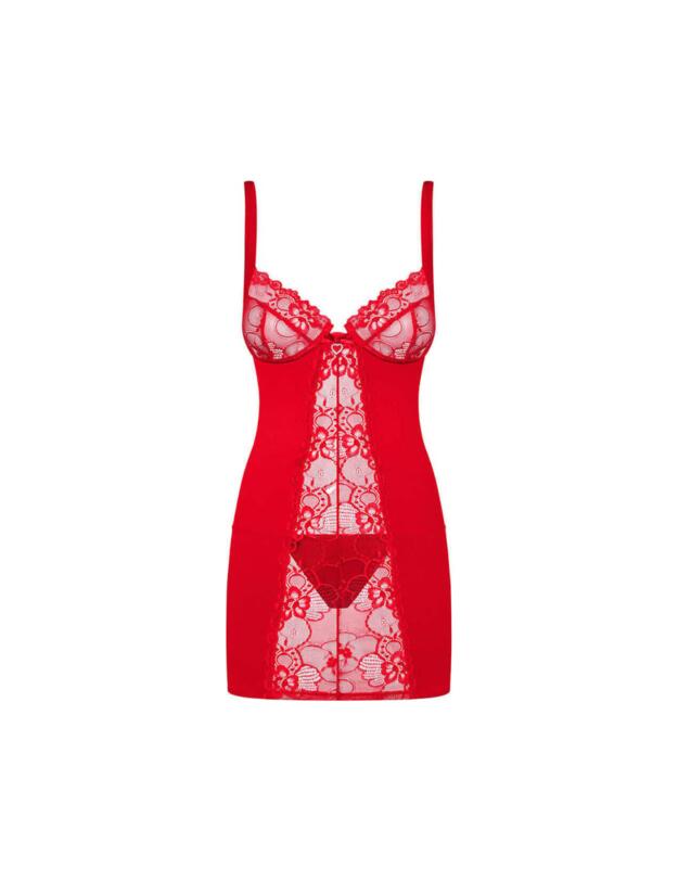 Obsessive Heartina Chemise and Thong Set Red
