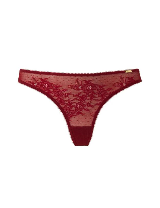 Gossard Glossies Lace Thong Bordeaux