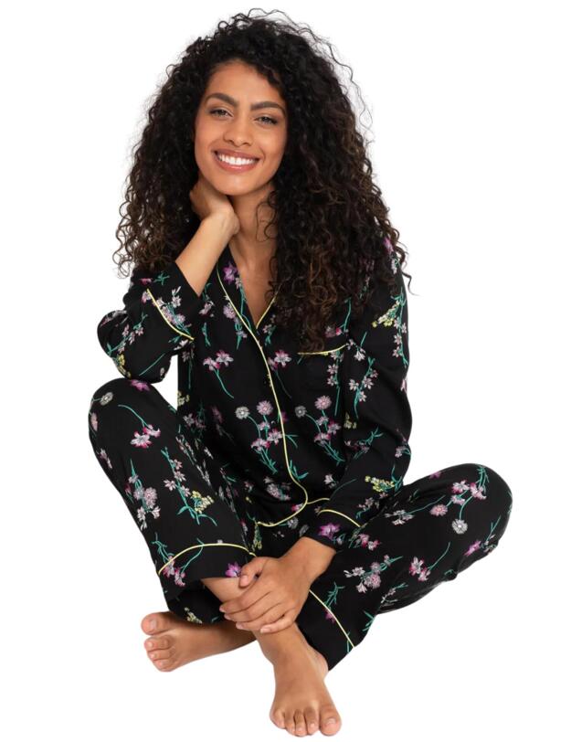 Pour Moi Luxe Woven Pyjama Set Black Floral