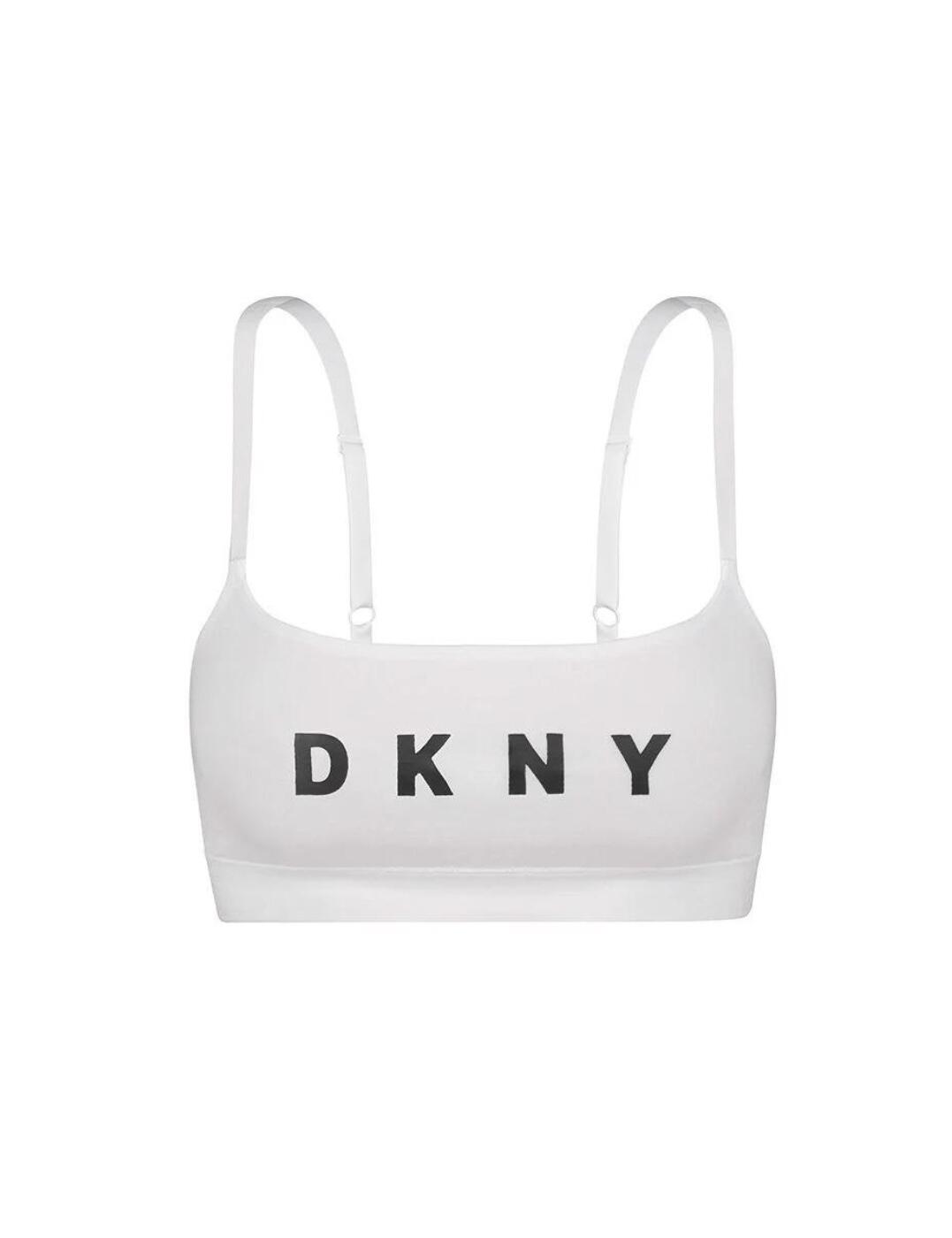 DKNY Women Logo Seamless Wire-free Scoop Bralette White Ivory Size S 