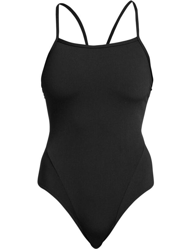 Funkita Form Ladies Still Black Split Strap One Piece Swimsuit Still Black