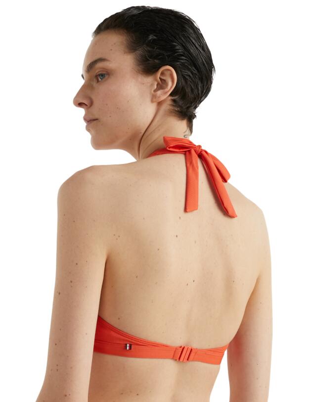 Tommy Hilfiger Halter Triangle Bikini Top Deep Orange
