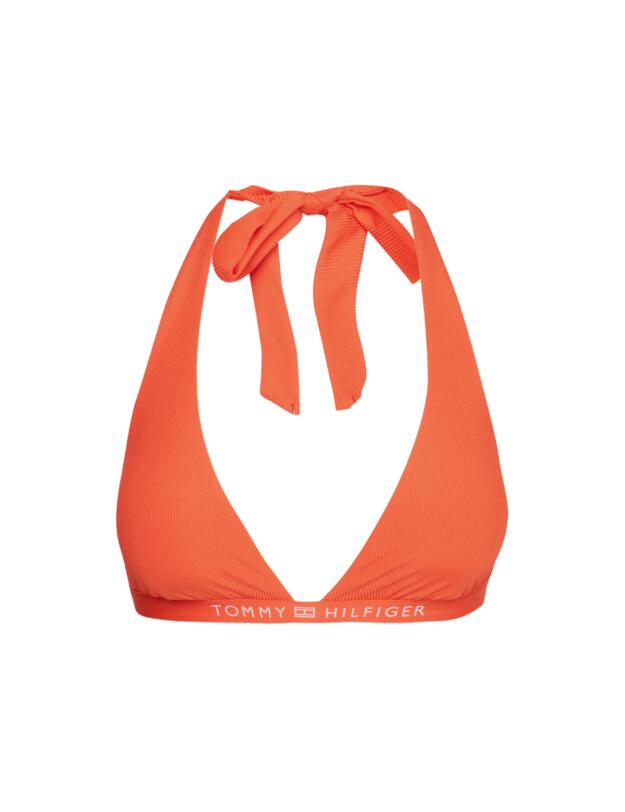 Tommy Hilfiger Halter Triangle Bikini Top Deep Orange