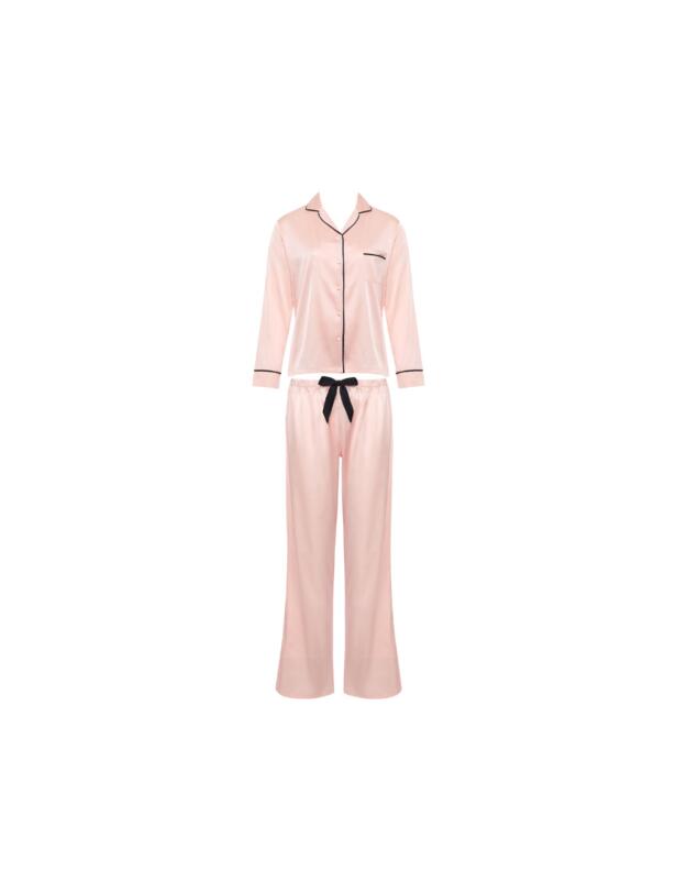 Bluebella Claudia Shirt and Trouser Set Pale Pink/Black 