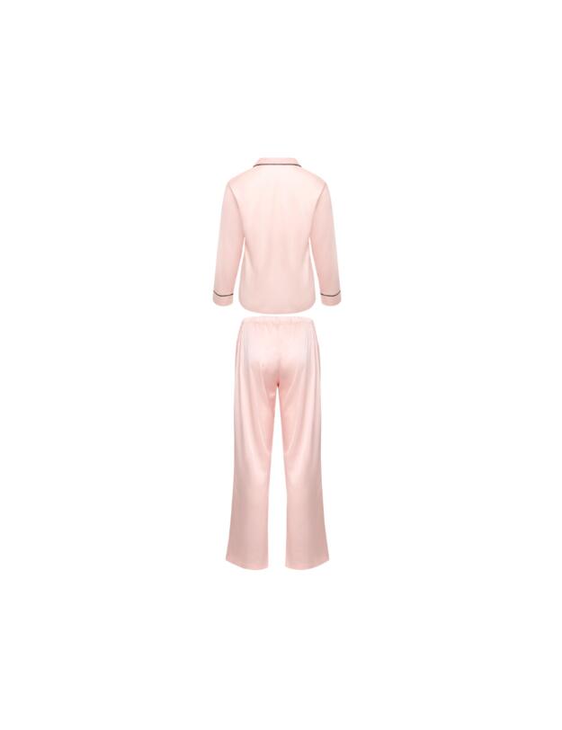 Bluebella Claudia Shirt and Trouser Set Pale Pink/Black 