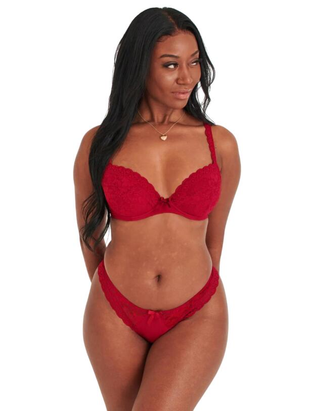 Pour Moi Rebel Padded Plunge Bra Red
