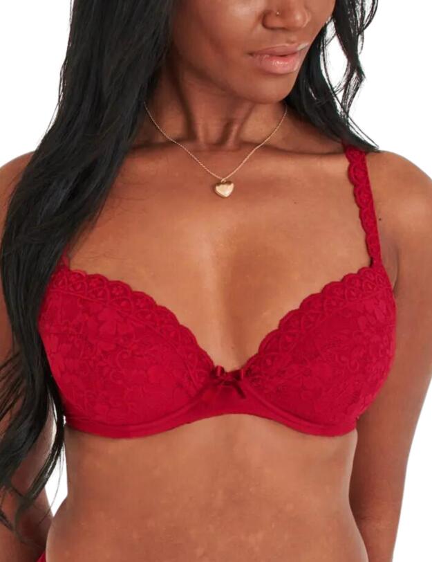 Pour Moi Rebel Padded Plunge Bra Red