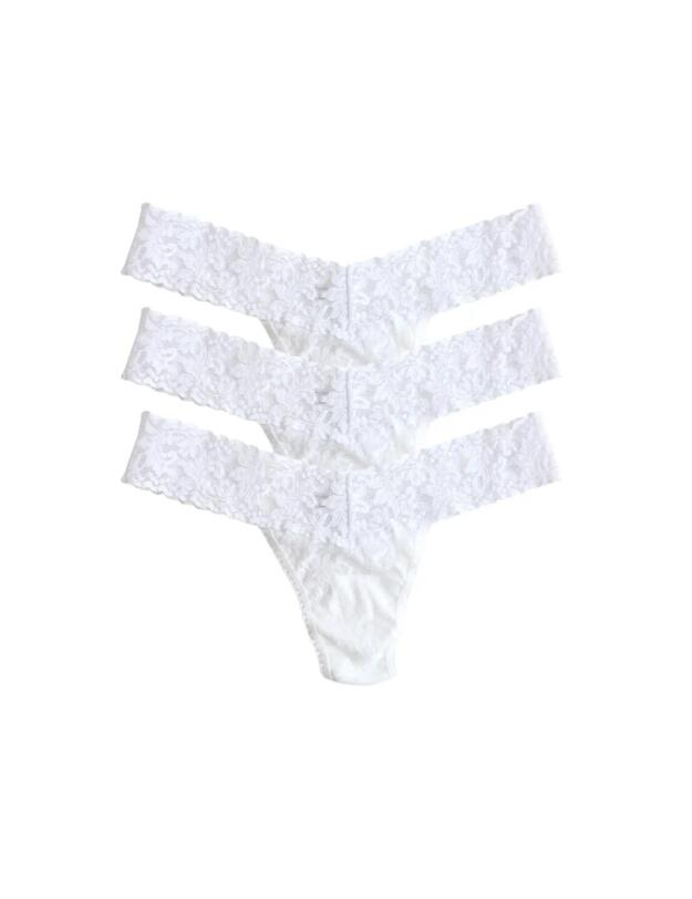 4911 Hanky Panky Signature Lace Low Rise Thong 3 Pack - 4911 White 