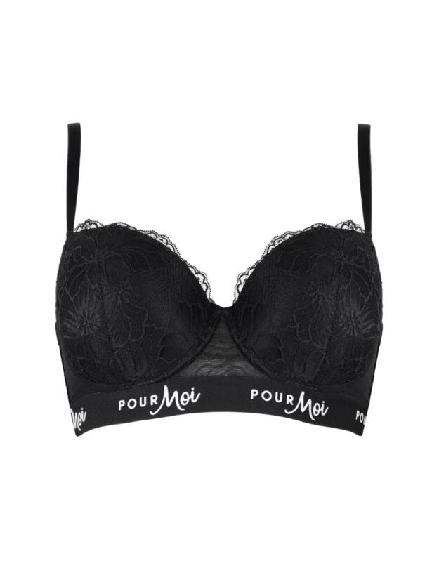 Pour Moi Logo Padded Underwired Bra Black