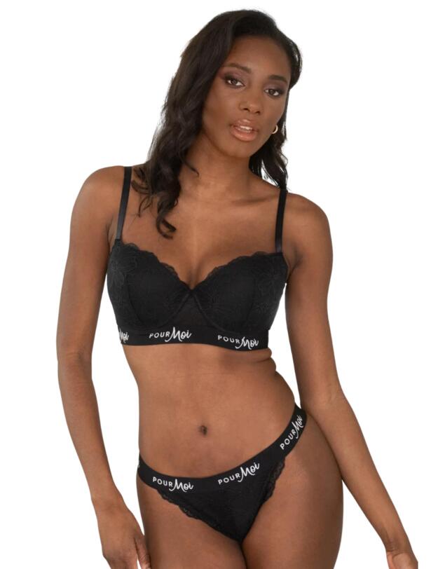 Pour Moi Logo Padded Underwired Bra Black