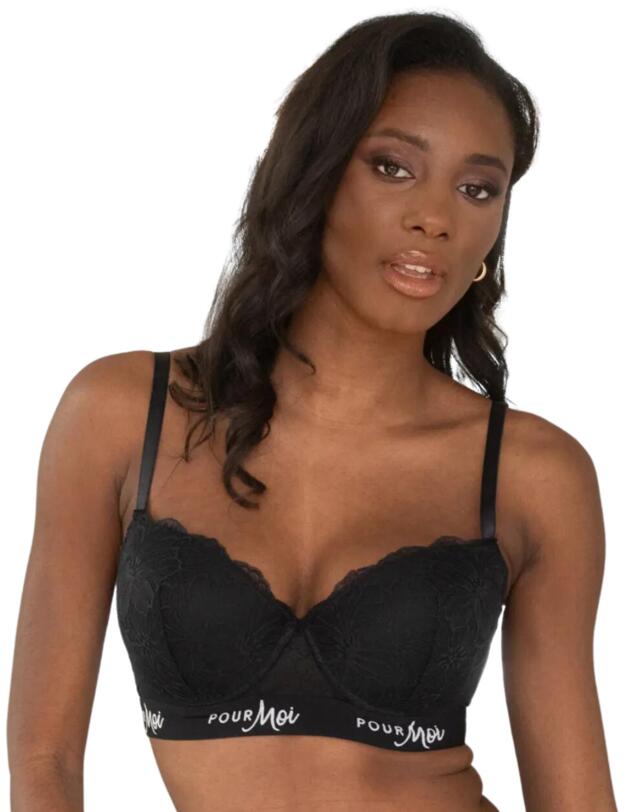 Pour Moi Logo Padded Underwired Bra Black