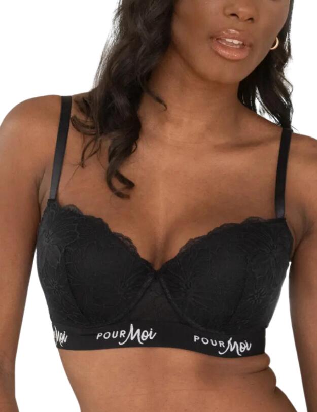 Pour Moi Logo Padded Underwired Bra Black