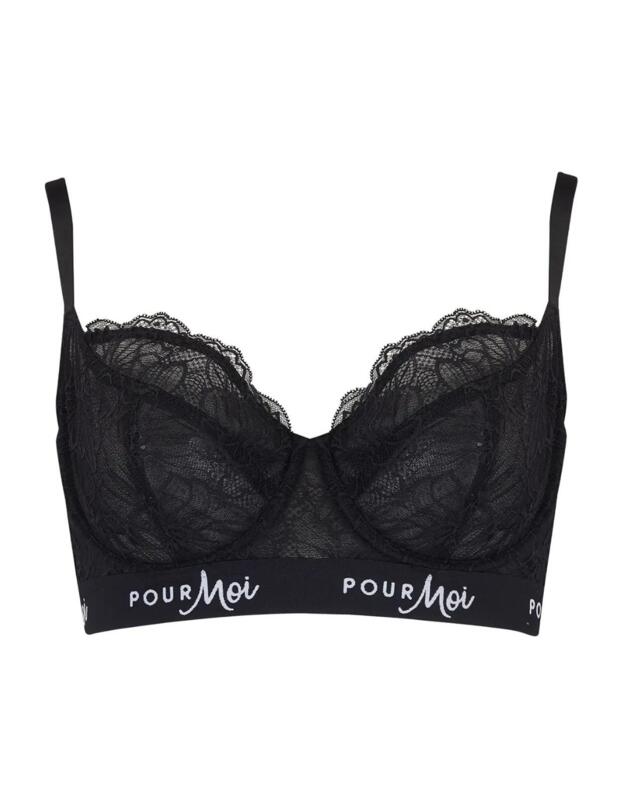 Pour Moi Logo Underwired Bra Black