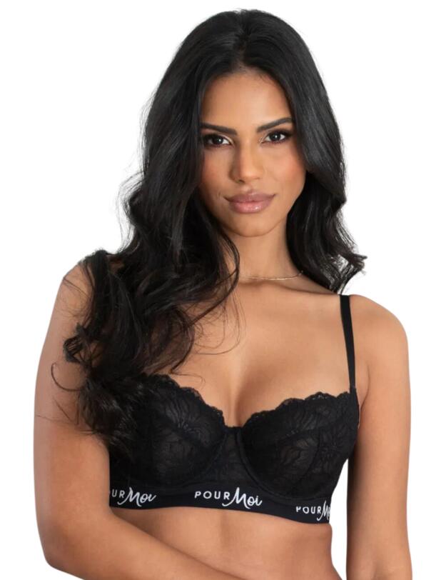 Pour Moi Logo Underwired Bra Black