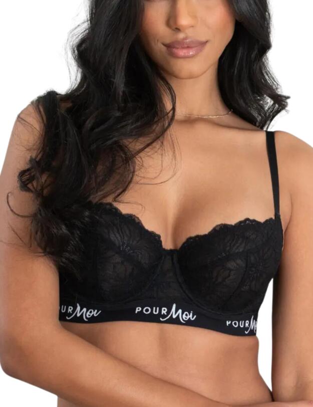 Pour Moi Logo Underwired Bra Black