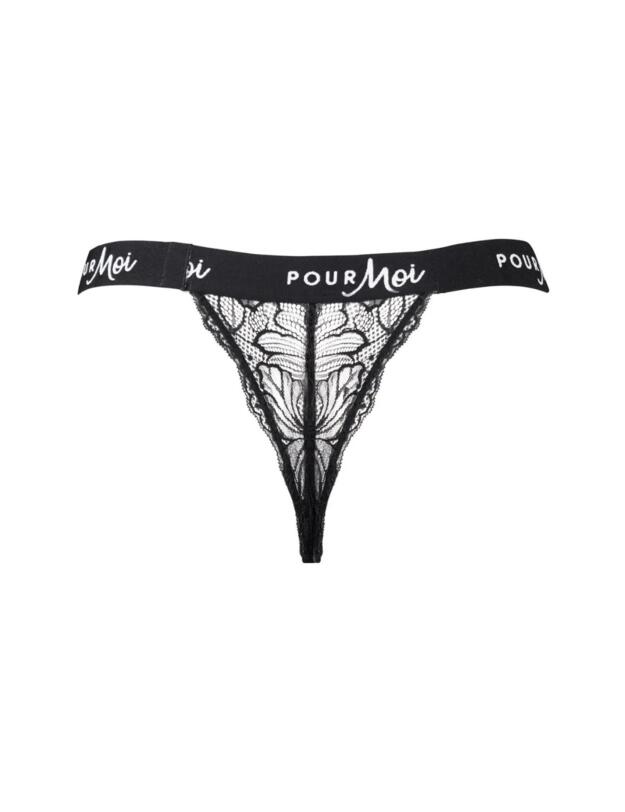 Pour Moi Logo Thong Black