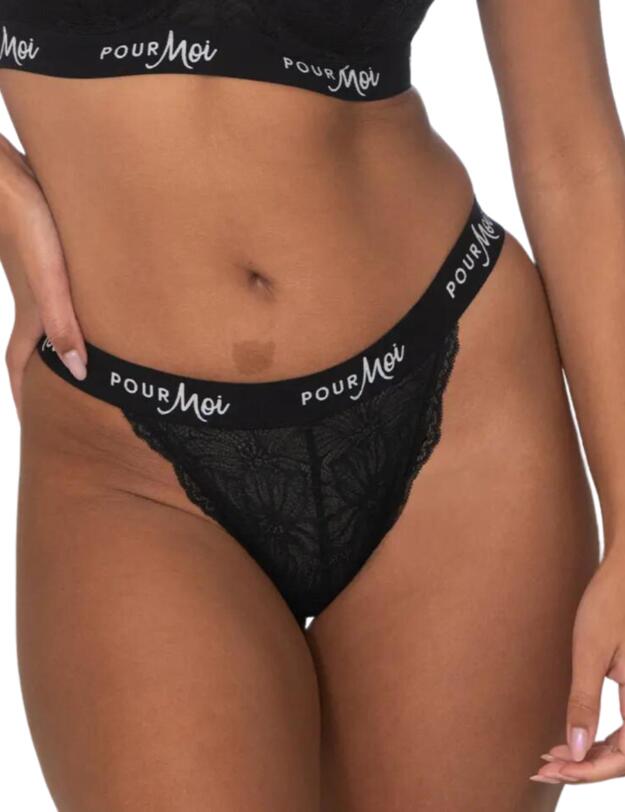 Pour Moi Logo Thong Black