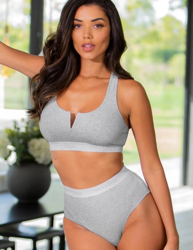Pour Moi Love To Lounge Logo Cotton Deep Brief Grey Marl
