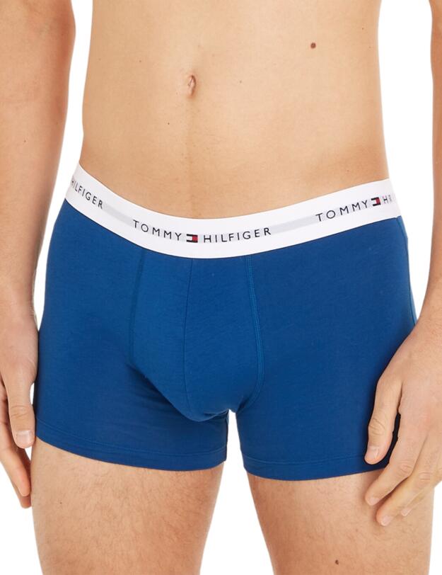 Tommy Hilfiger Mens 3 Pack Trunks Desert Sky/Deep Indigo/Putting Green