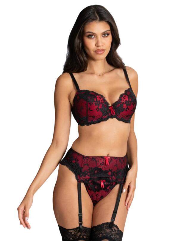 Pour Moi Amour Padded Balconette Bra Black/Scarlet