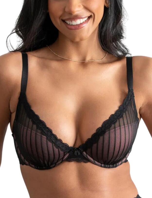 Pour Moi Luxe Linear Lightly Padded Bra Black/Blush