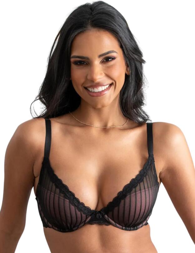 Pour Moi Luxe Linear Lightly Padded Bra Black/Blush