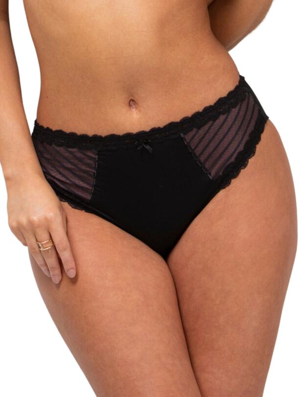 Pour Moi Luxe Linear High Leg Brief Black/Blush