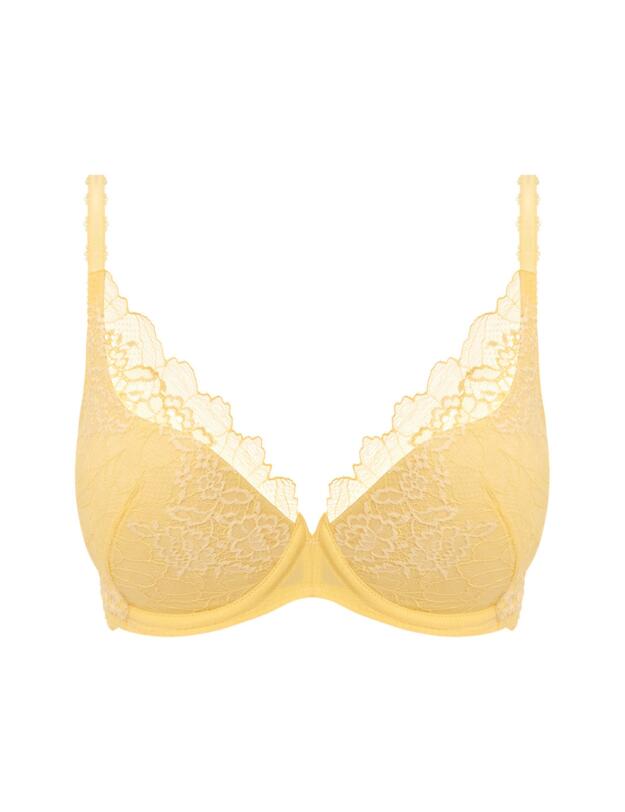 Wacoal Lace Perfection Underwired Plunge Bra Lemon Sorbet