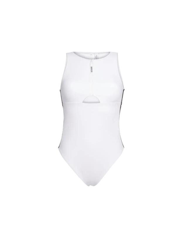 KW0KW00674 Calvin Klein Intense Power Front Zip One Piece  PVH White