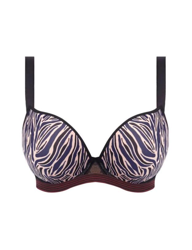 Freya Wild Moulded Plunge Bra Black Zebra