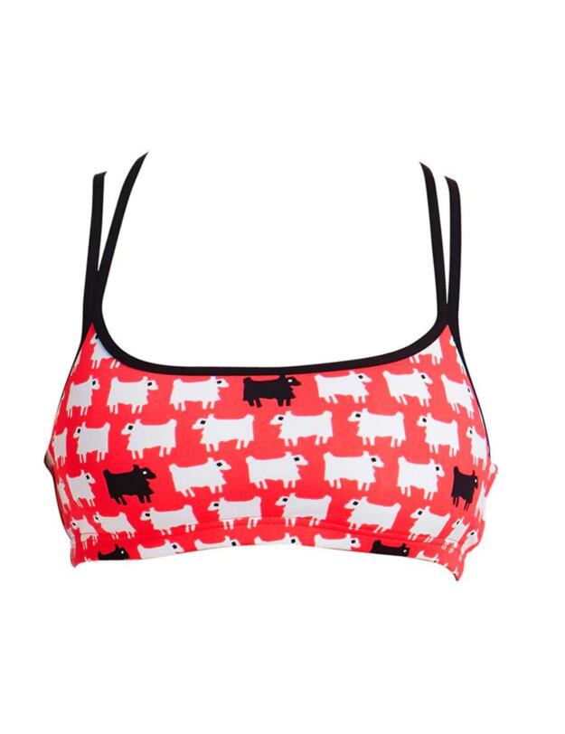 Funkita Ladies Black Sheep Criss Cross Bikini Top Black Sheep