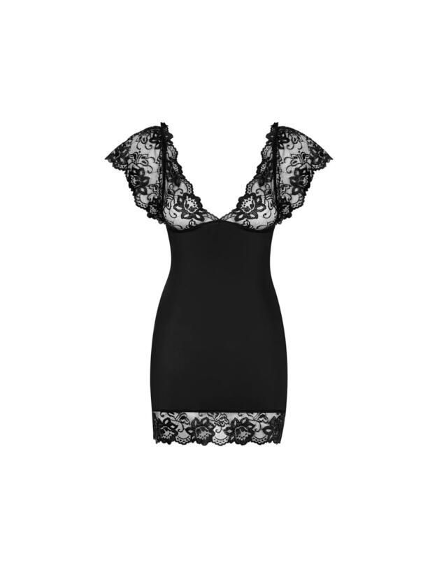Obsessive Imperia Idillia Chemise & Thong Set Black