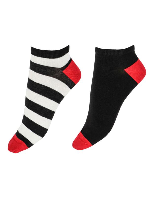 Pretty Polly Bamboo Socks 2-Pack Stripe Liners Black Mix