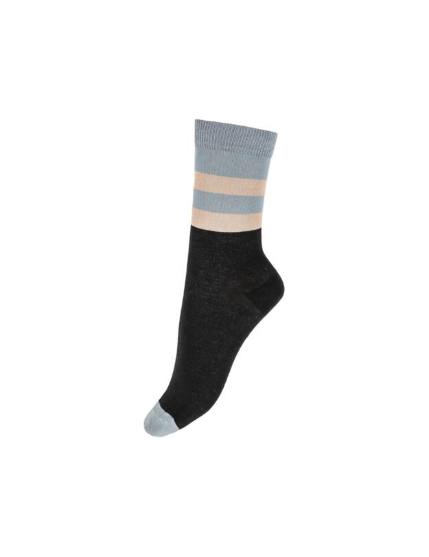 Pretty Polly Bamboo Socks 2-Pack Top Stripe Socks Black Mix