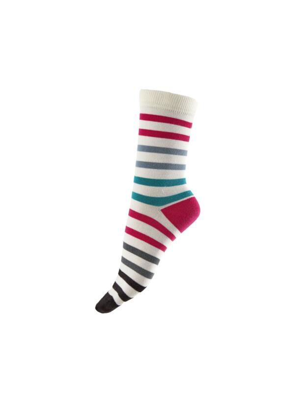 Pretty Polly Bamboo Socks 2-Pack Narrow Stripe Socks White Mix