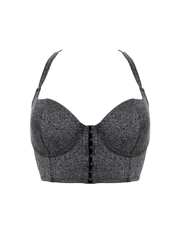 Pour Moi All That Glitters Longline Front Fastening Bra Silver 