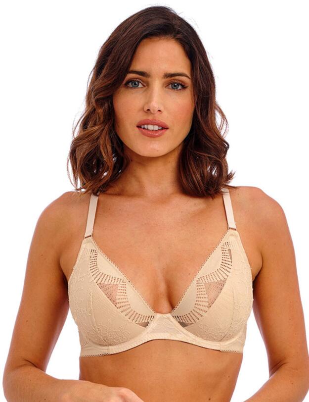 Wacoal Sensu Lace Underwired Plunge Bra Champagne