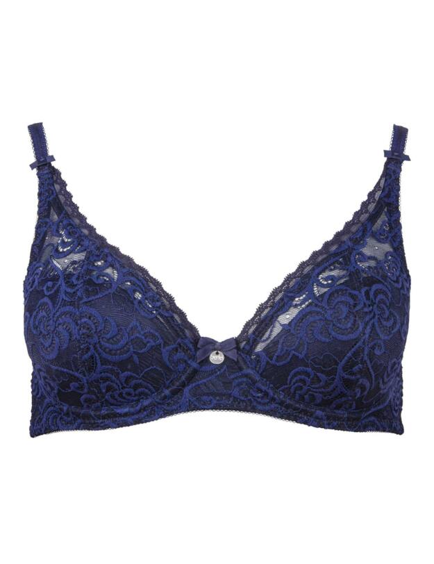 Berlei Comfort Heaven Lace Underwired Padded Balcony Bra Navy