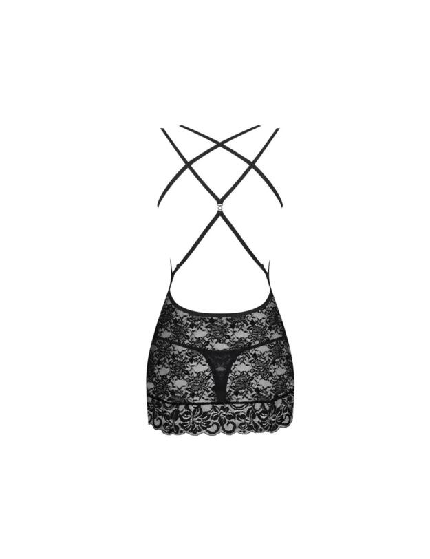 Obsessive Underwired Chemise & Thong Set Black