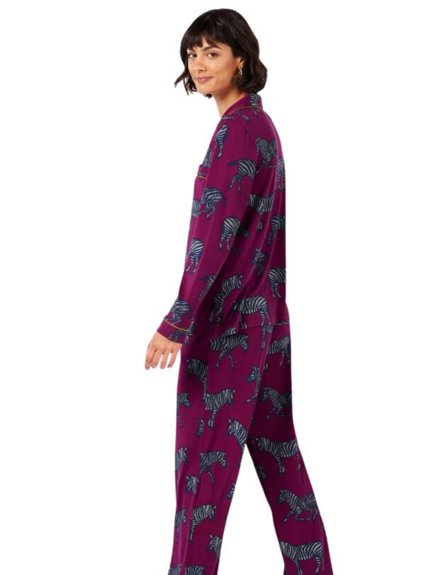 Chelsea Peers Long Pyjama Set Purple Zebra Print