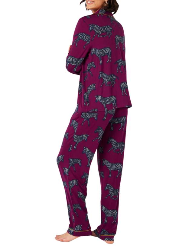 Chelsea Peers Long Pyjama Set Purple Zebra Print
