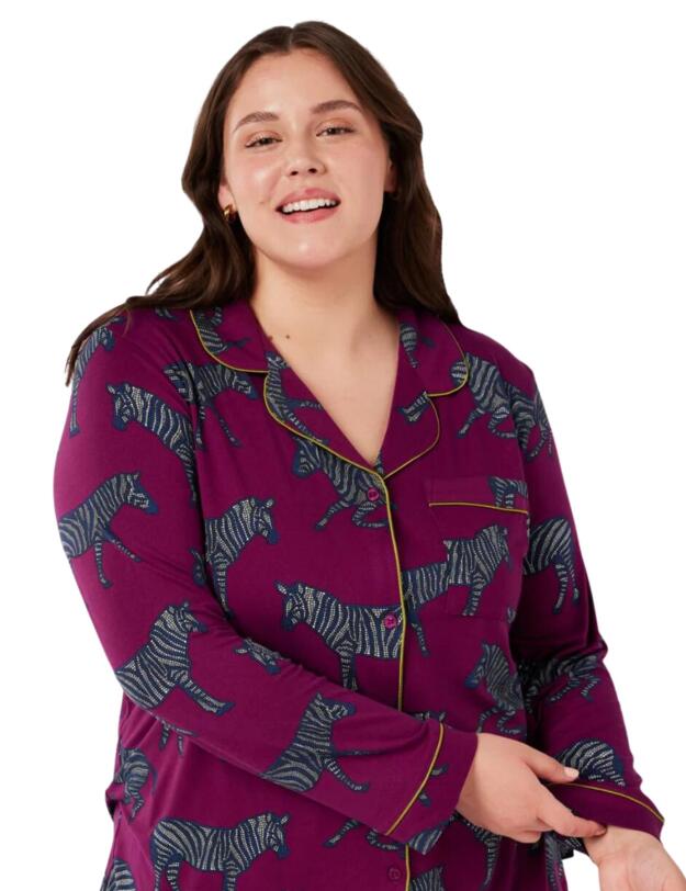 Chelsea Peers Long Pyjama Set Purple Zebra Print