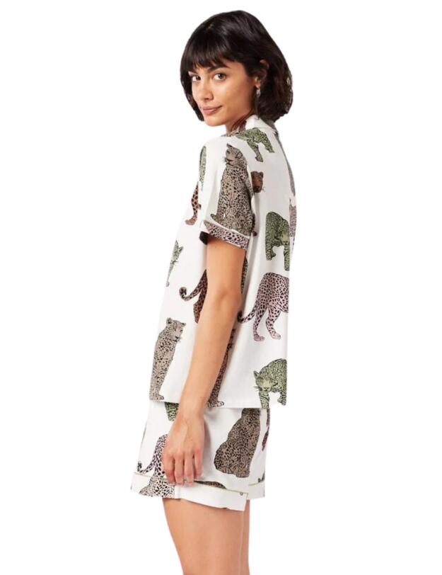 Chelsea Peers Short Pyjama Set Cream Leopard