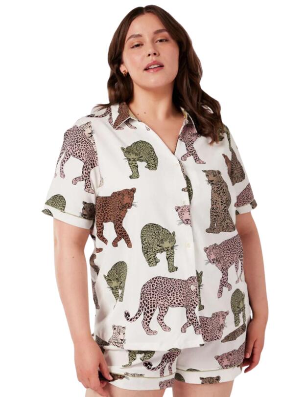 Chelsea Peers Short Pyjama Set Cream Leopard