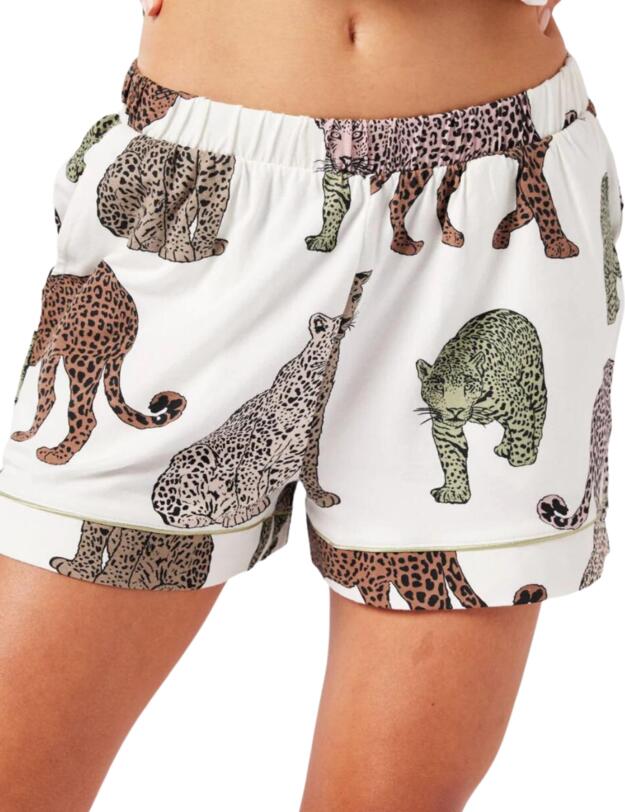 Chelsea Peers Short Pyjama Set Cream Leopard