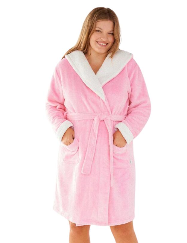 Chelsea Peers Fluffy Hooded Robe Pink