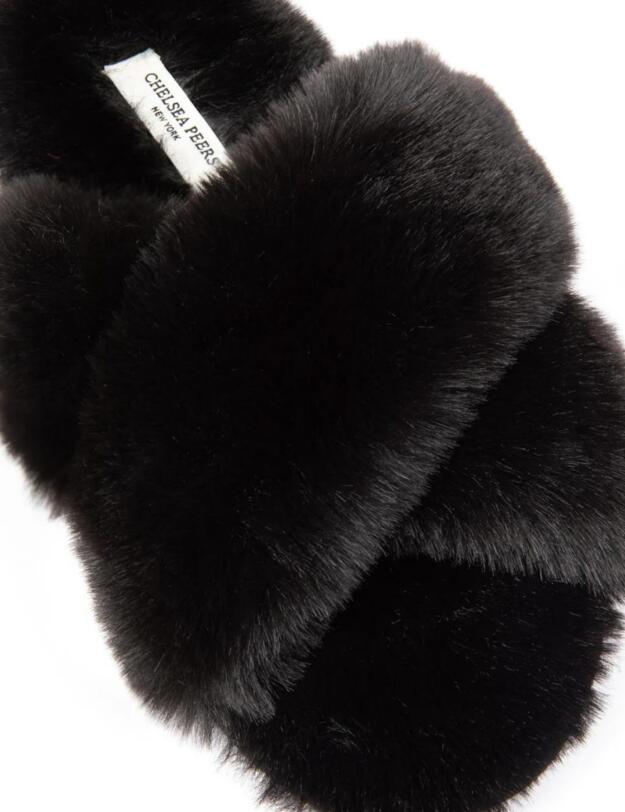 Chelsea Peers Cross Strap Slider Slippers Black
